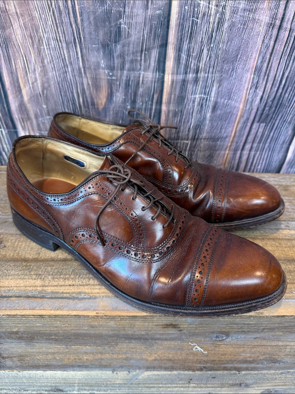 Sam Edelman Men's Brown Leather Wingtip Oxfords